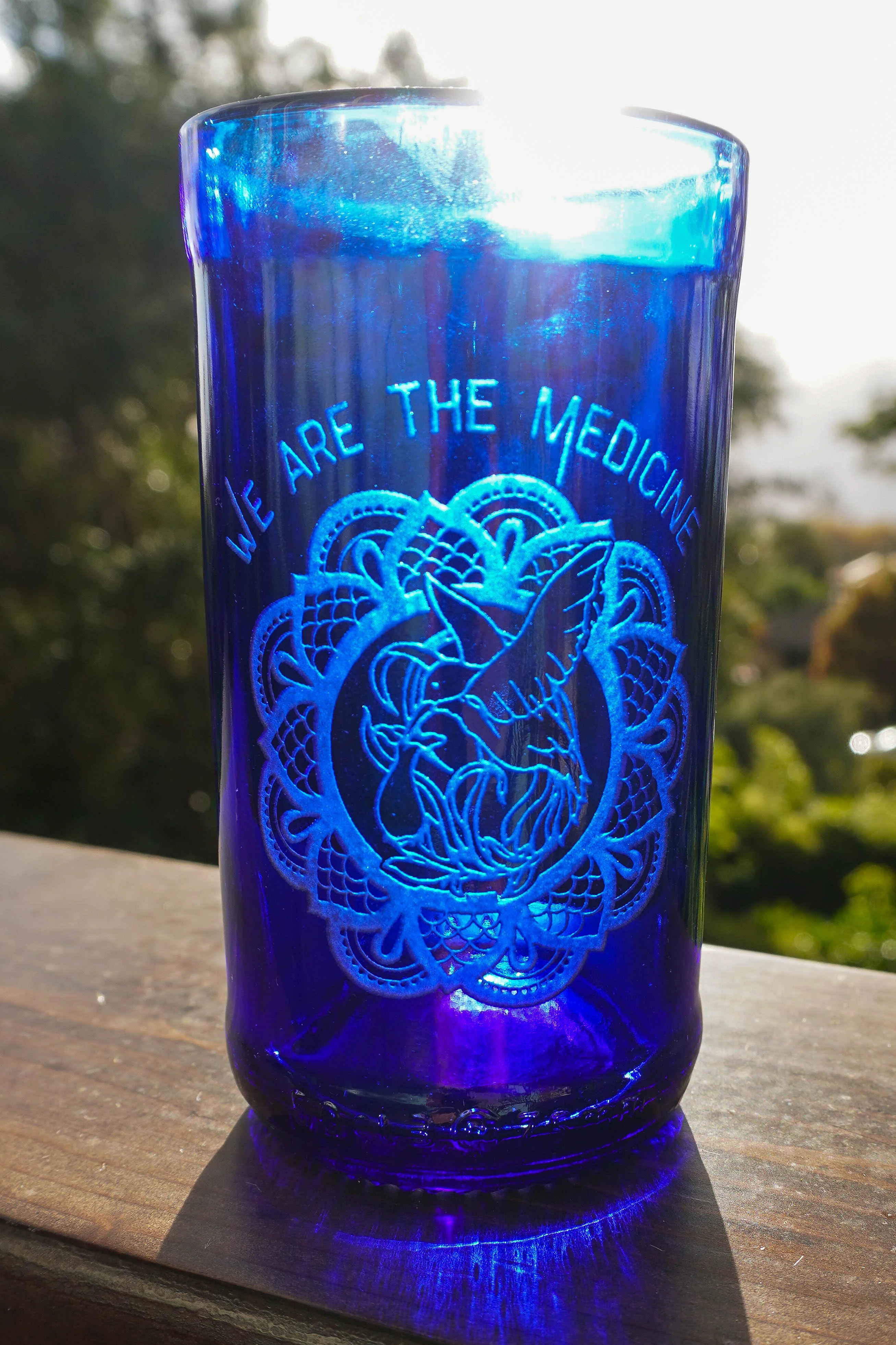 Cobalt Blue Glassware UPcycled & Sandblasted - Image 11