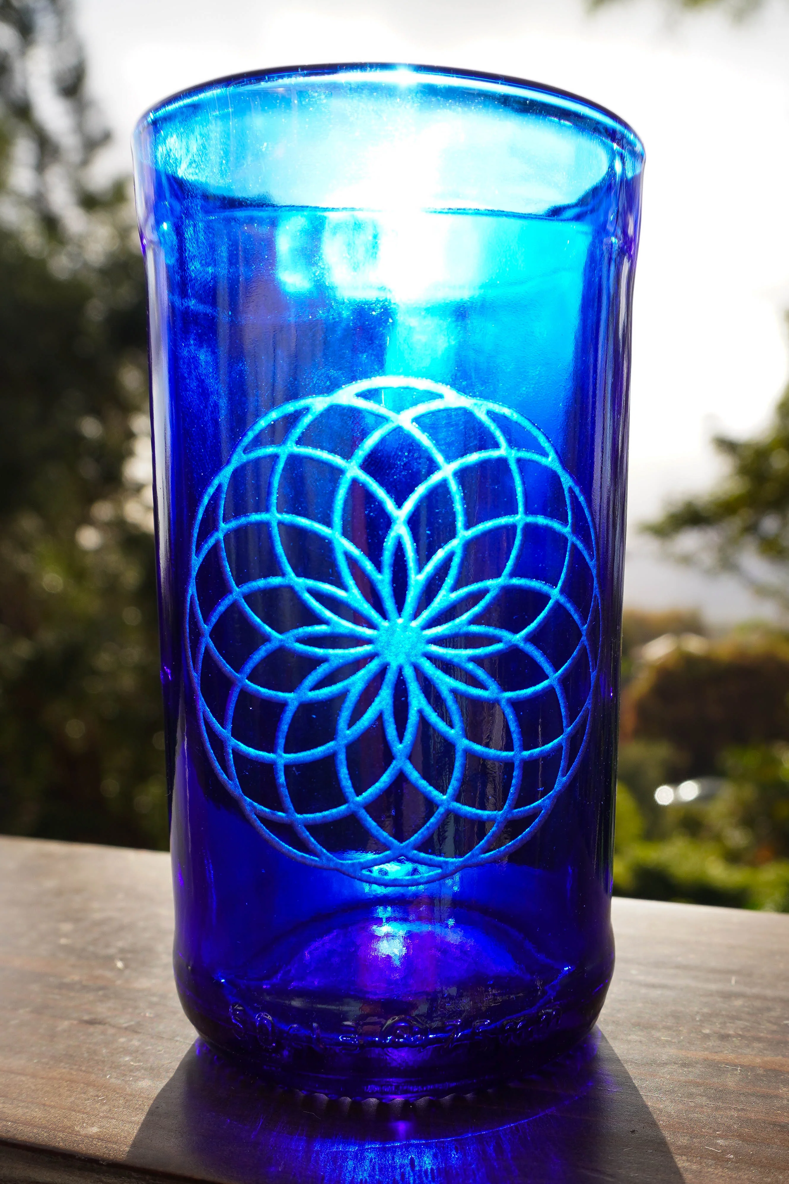 Cobalt Blue Glassware UPcycled & Sandblasted - Image 12