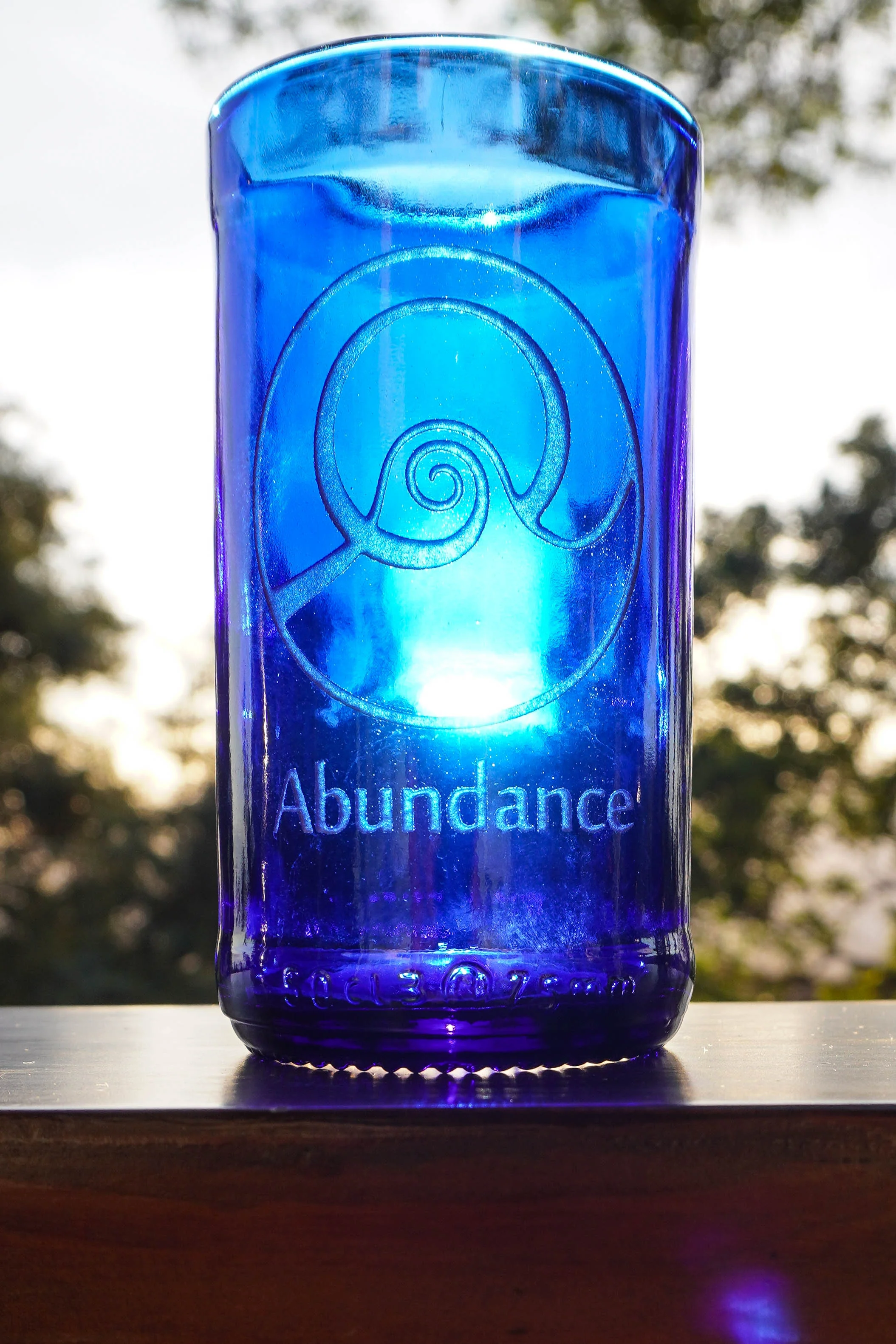 Cobalt Blue Glassware UPcycled & Sandblasted - Image 14