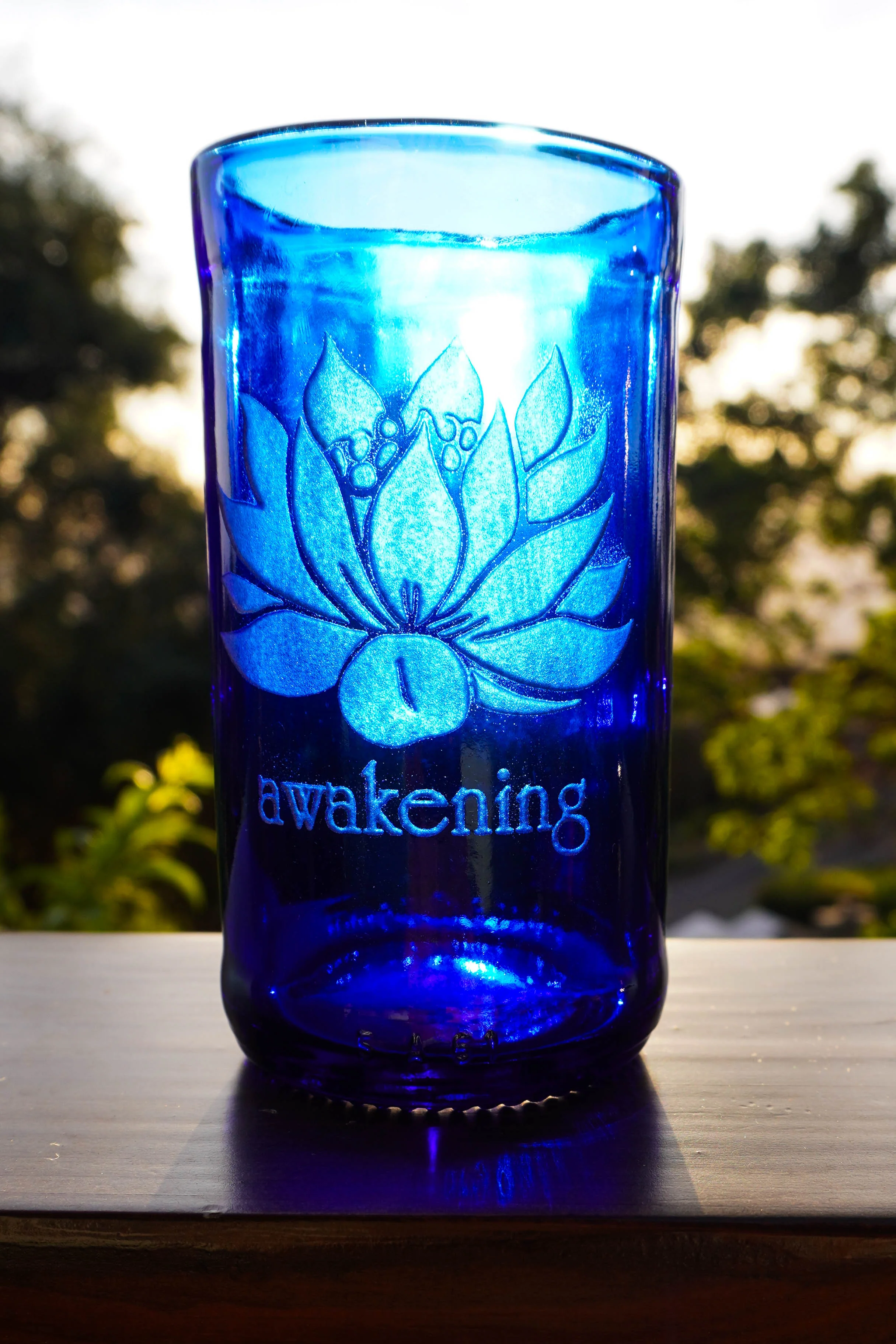 Cobalt Blue Glassware UPcycled & Sandblasted - Image 15