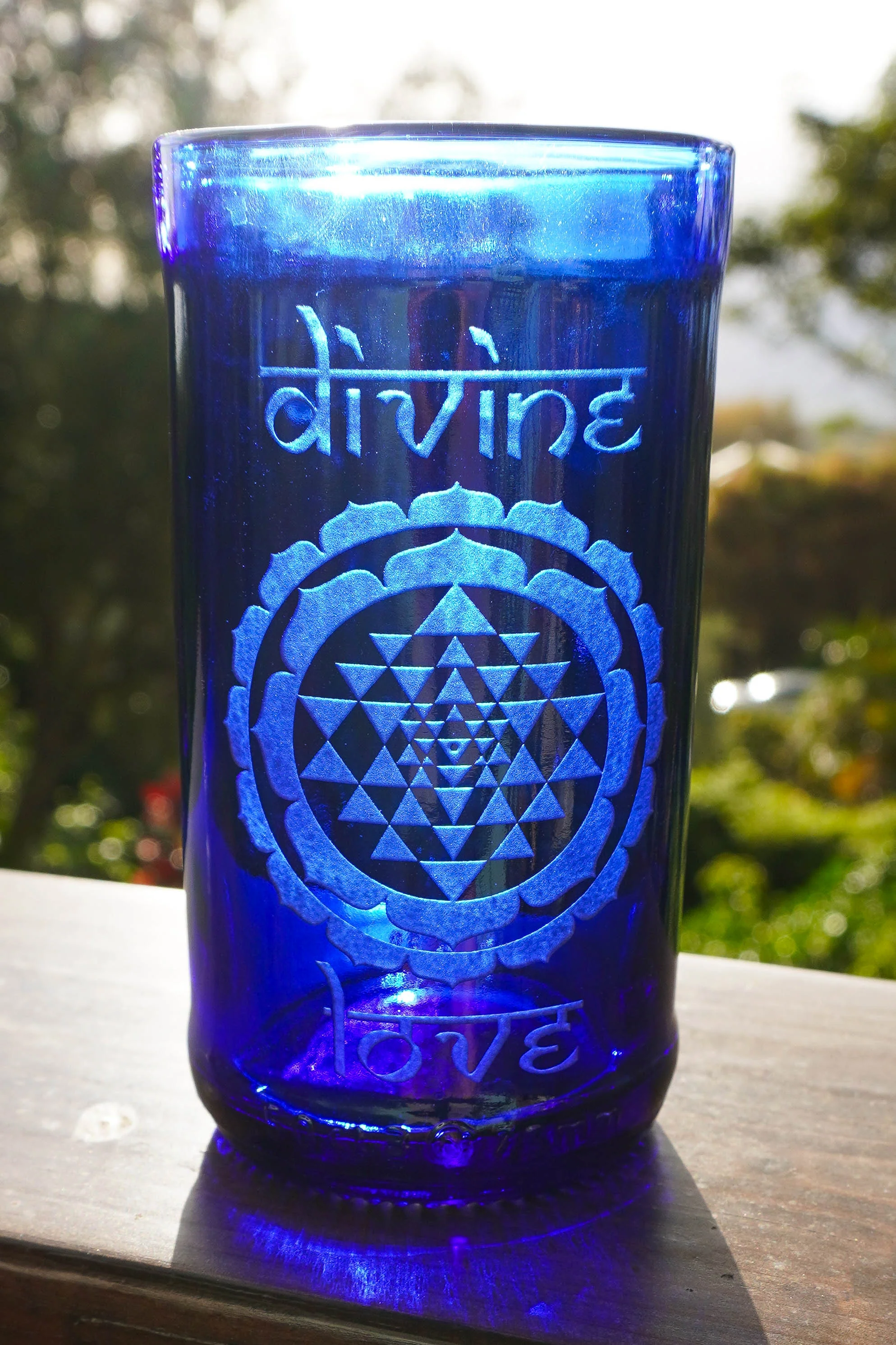 Cobalt Blue Glassware UPcycled & Sandblasted - Image 6