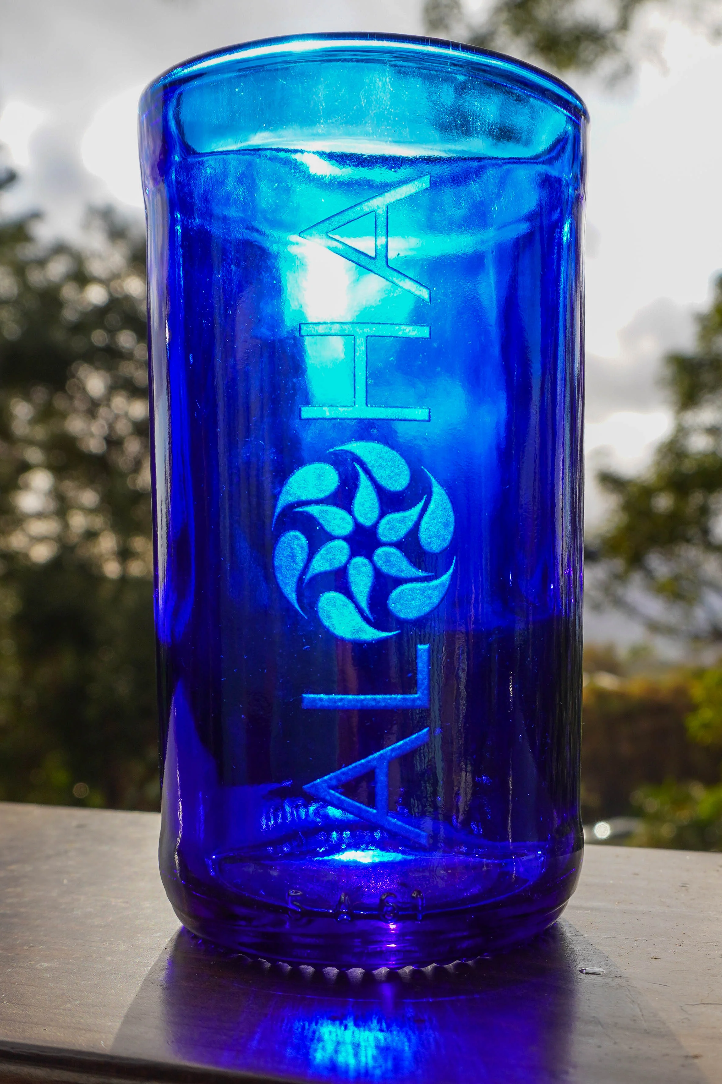 Cobalt Blue Glassware UPcycled & Sandblasted - Image 8