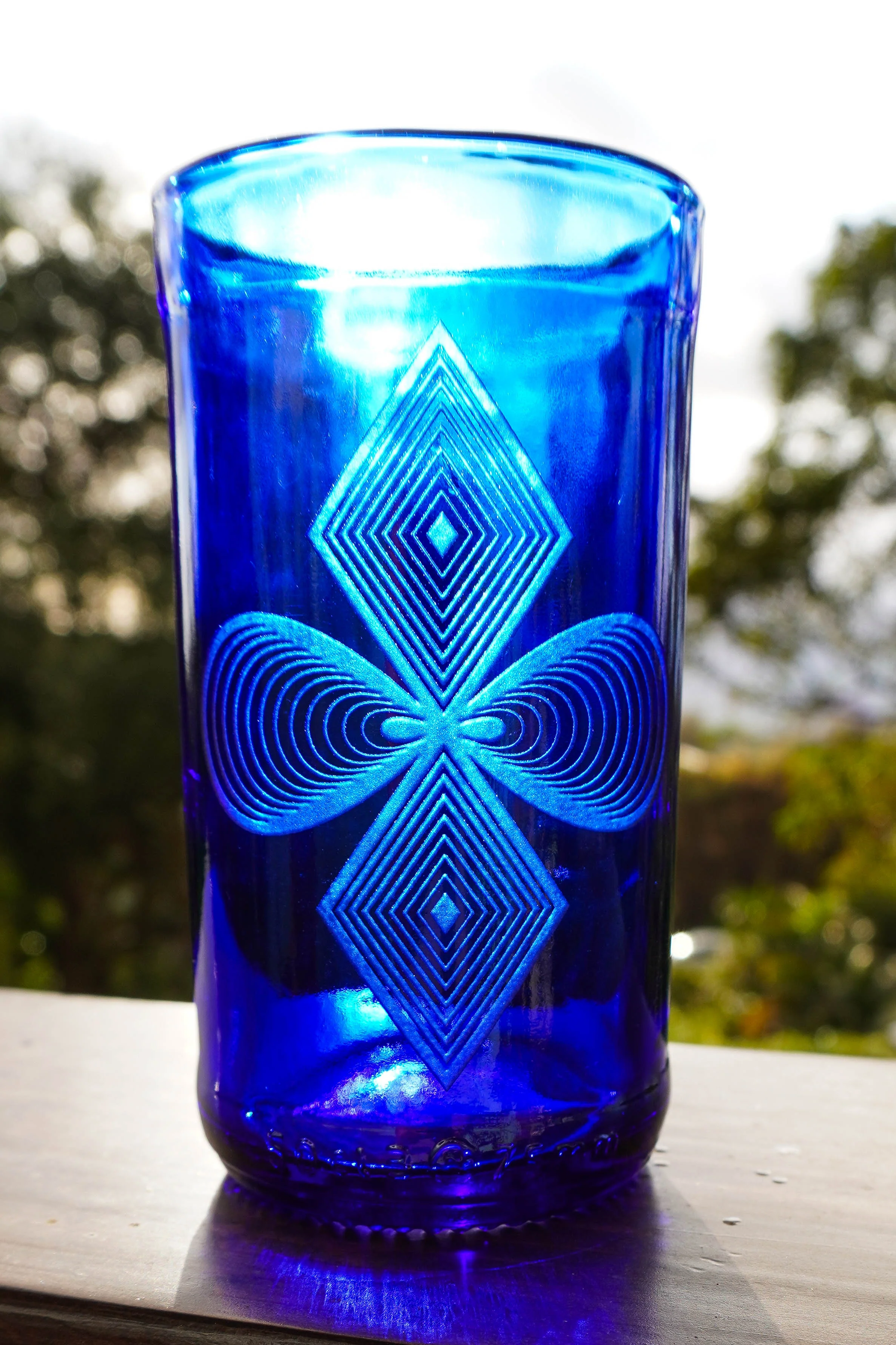 Cobalt Blue Glassware UPcycled & Sandblasted - Image 9